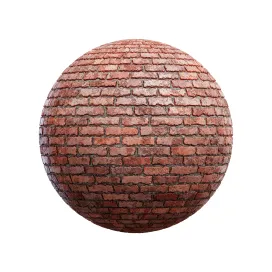 Damaged red brick wall